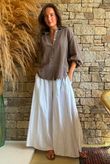 Sundaze Cheesecloth Chalk Stripe Boyfriend Shirt Mocha & Earth